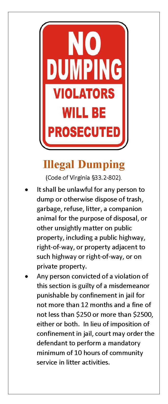 Illegal Dumping Rules for the Code of Virginia
