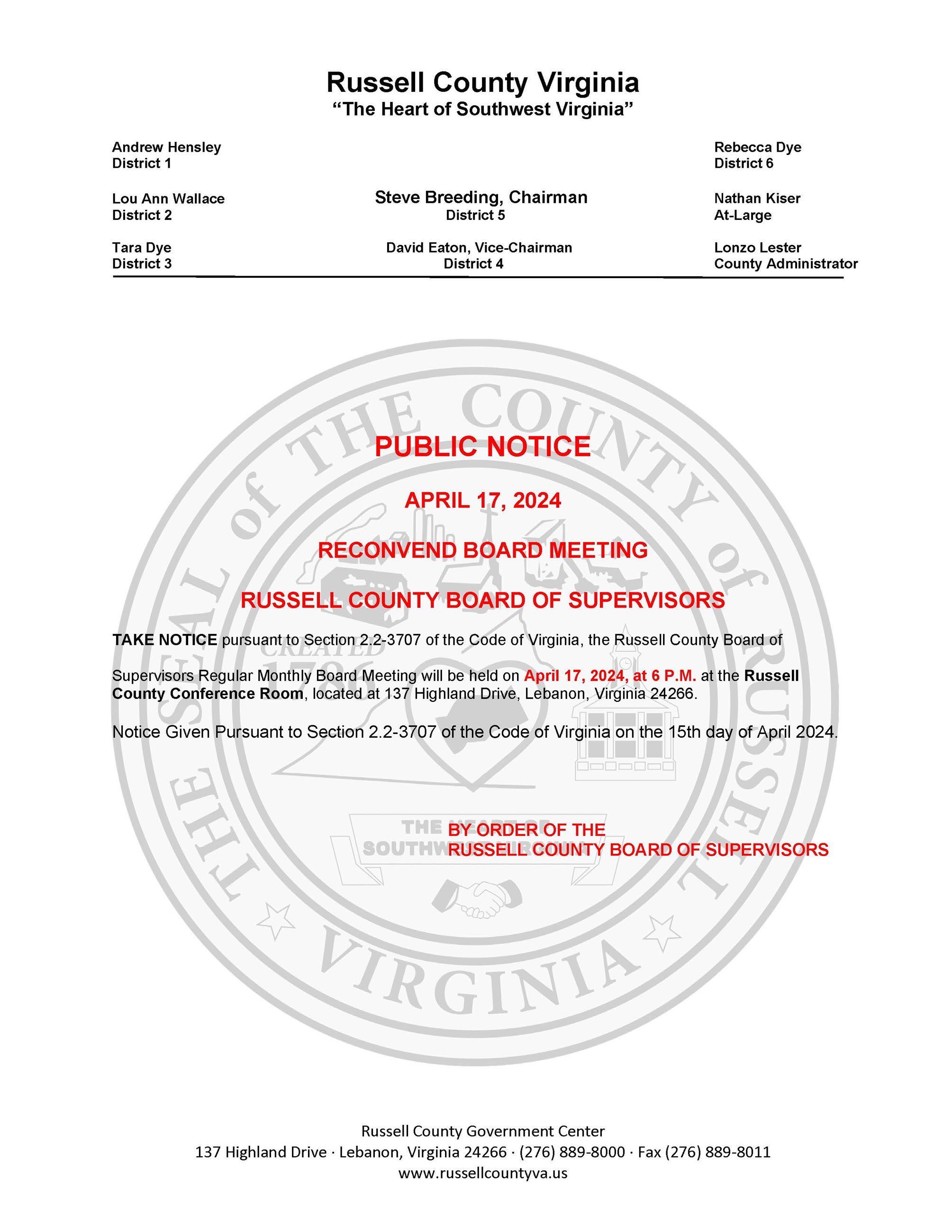 Public Notice - Budget Workshop