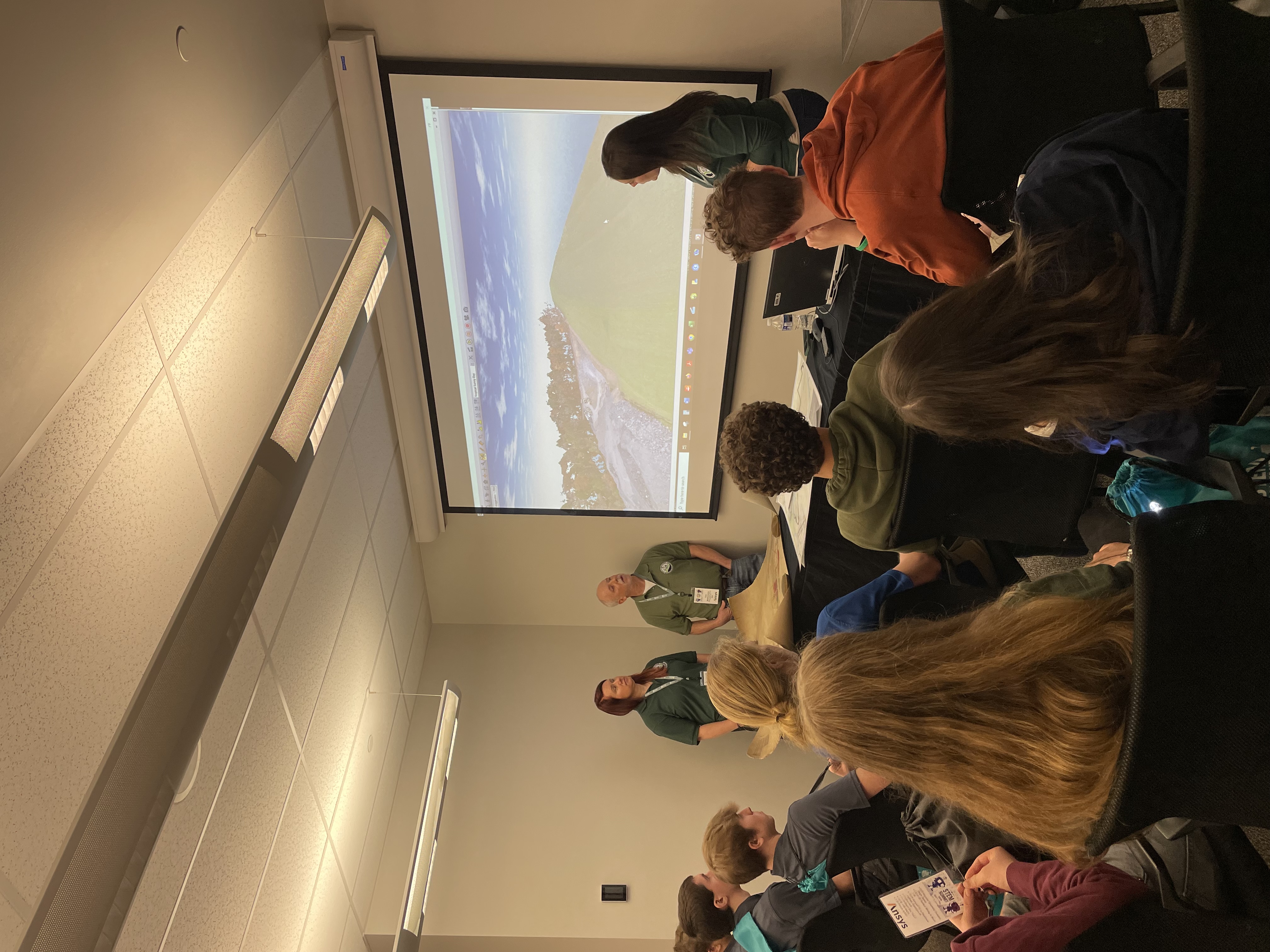 OSMRE staff speaking with high school students at the 2022 Stem Summit in Pittsburgh showing some of the work we do with Lidar and drones